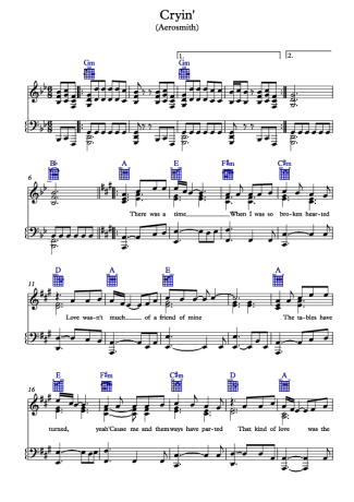 Aerosmith Cryin score for Piano