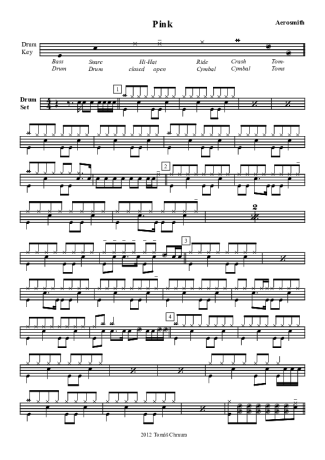 Aerosmith Pink score for Drums