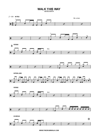 Aerosmith Walk This Way score for Drums
