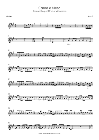 Agepê Cama E Mesa score for Violin