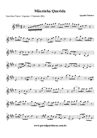 Agnaldo Timóteo Mãezinha Querida score for Tenor Saxophone Soprano (Bb)