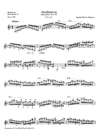 Agustin Barrios Arabescos (Estúdio Nº 4) score for Acoustic Guitar