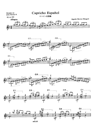 Agustin Barrios Capricho Español score for Acoustic Guitar
