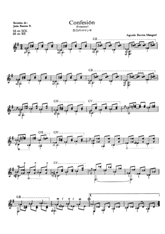 Agustin Barrios Confesión (Romanza) score for Acoustic Guitar