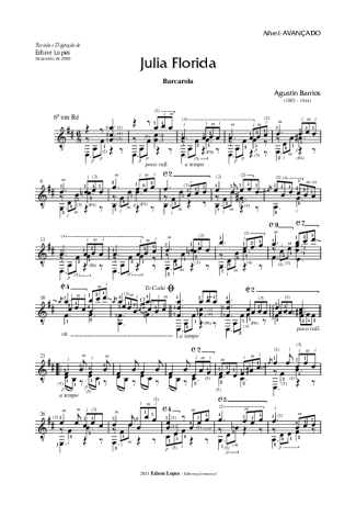 Agustin Barrios Julia Florida score for Acoustic Guitar