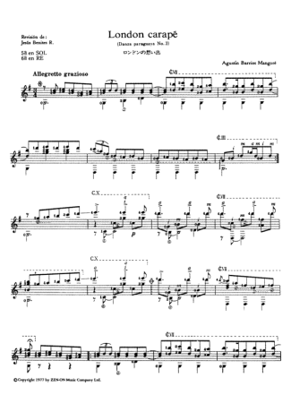 Agustin Barrios London Carapé score for Acoustic Guitar