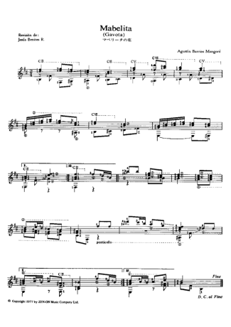 Agustin Barrios Mabelita score for Acoustic Guitar