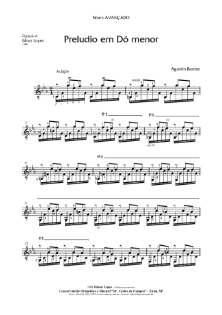 Agustin Barrios Prelúdio Nr 4 em Do menor score for Acoustic Guitar