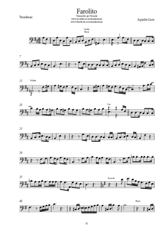 Agustin Lara Farolito score for Trombone