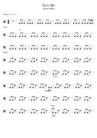 Aimee Mann Save Me score for Drums