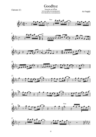 Air Supply Goodbye score for Clarinet (C)
