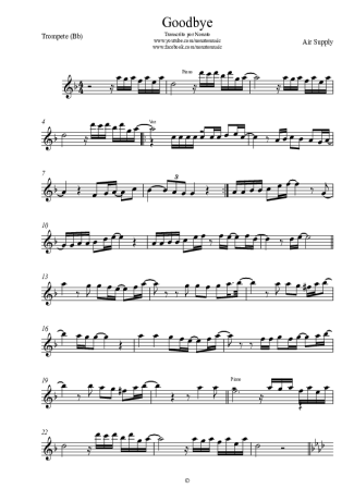 Air Supply Goodbye score for Trumpet