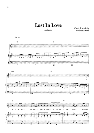 Air Supply Lost In Love score for Piano