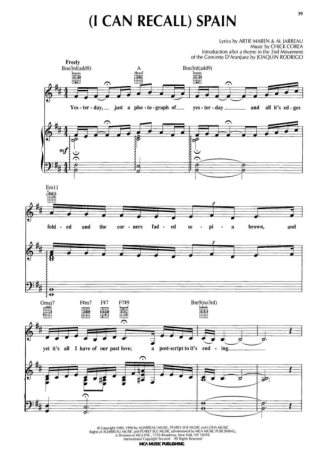 Al Jarreau (I Can Recall) Spain score for Piano