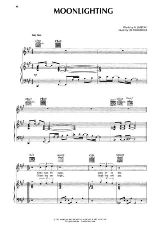 Al Jarreau Moonlighting score for Piano