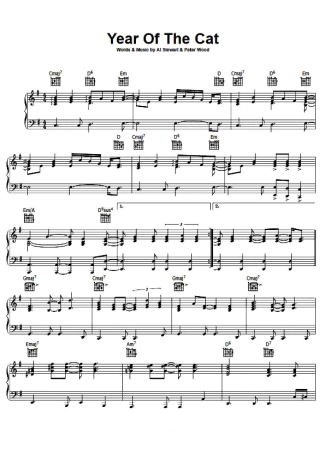 Al Stewart Year Of The Cat score for Piano