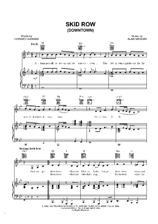 Alan Menken Skid Row score for Piano