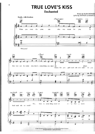 Alan Menken True Loves Kiss score for Piano