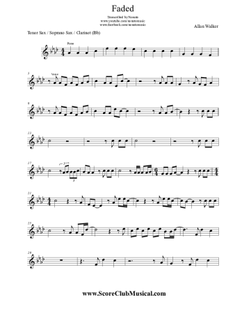 Alan Walker  score for Clarinet (Bb)