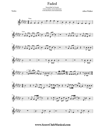 Alan Walker Faded score for Violin