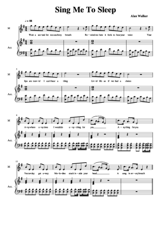 Alan Walker Sing Me To Sleep score for Piano