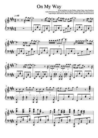 Alan Walker ft Sabrina Carpenter ft Farruko On My Way score for Piano