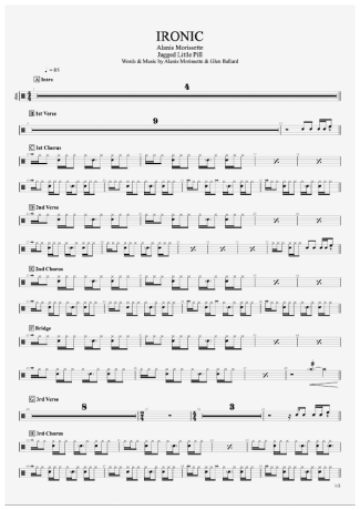 Alanis Morissette Ironic score for Drums