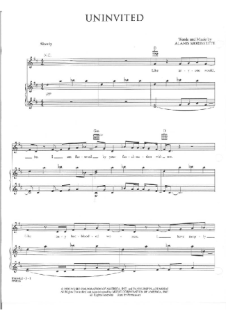 Alanis Morissette Uninvited score for Piano