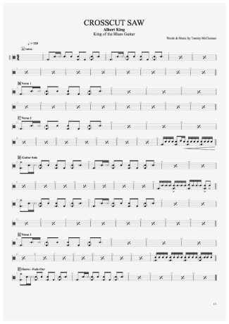 Albert King Crosscut Saw score for Drums
