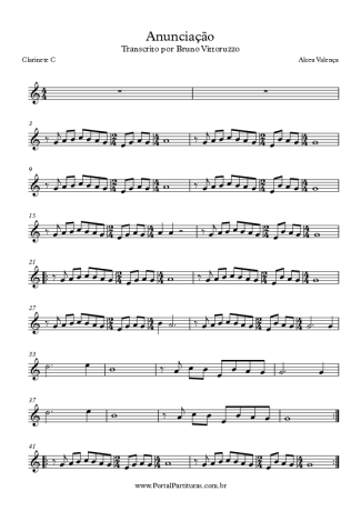 Alceu Valença Anunciação score for Clarinet (C)