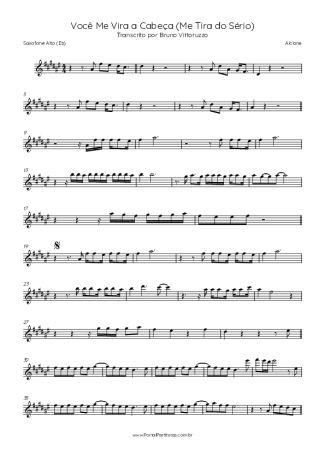 Alcione Você Me Vira A Cabeça (Me Tira Do Sério) score for Alto Saxophone