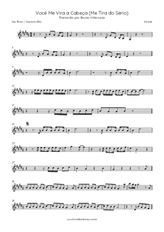 Alcione Você Me Vira A Cabeça (Me Tira Do Sério) score for Tenor Saxophone Soprano (Bb)