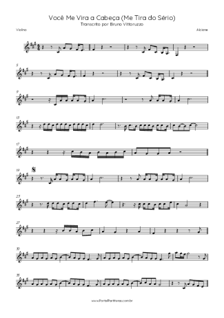 Alcione Você Me Vira A Cabeça (Me Tira Do Sério) score for Violin