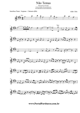 Alda Célia Não Temas score for Tenor Saxophone Soprano (Bb)