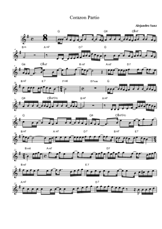 Alejandro Sanz Corazon Partio score for Clarinet (Bb)