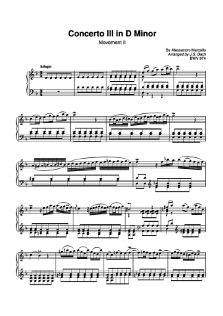 Alessandro Marcello Concerto No 3 score for Piano