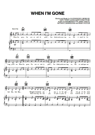 Alesso ft Katy Perry When I´m Gone score for Piano