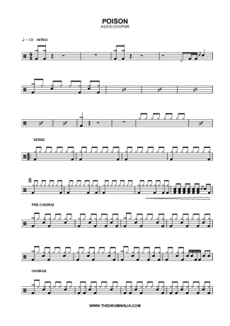 Alice Cooper Poison score for Drums