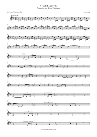 Alicia Keys If I Ain´t Got You score for Tenor Saxophone Soprano (Bb)