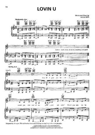 Alicia Keys  score for Piano