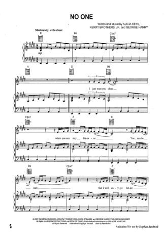 Alicia Keys No One score for Piano