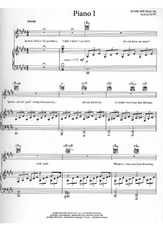 Alicia Keys Piano I score for Piano