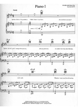 Alicia Keys  score for Piano