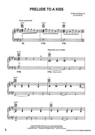 Alicia Keys Prelude To A Keys score for Piano