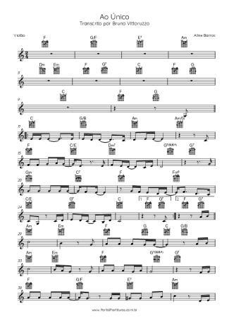 Aline Barros Ao Único score for Acoustic Guitar