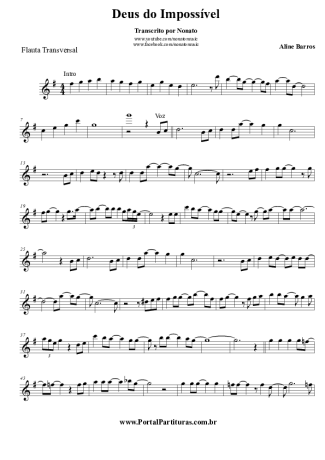 Aline Barros Deus do Impossível score for Flute