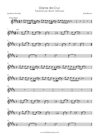 Aline Barros Diante Da Cruz score for Alto Saxophone