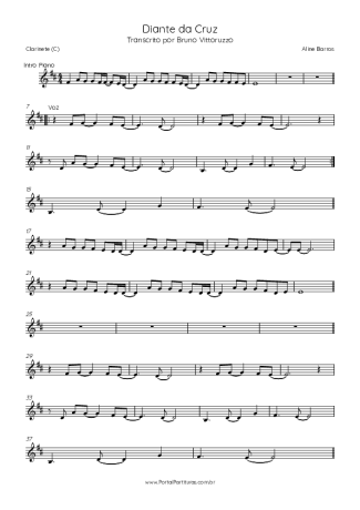 Aline Barros Diante Da Cruz score for Clarinet (C)