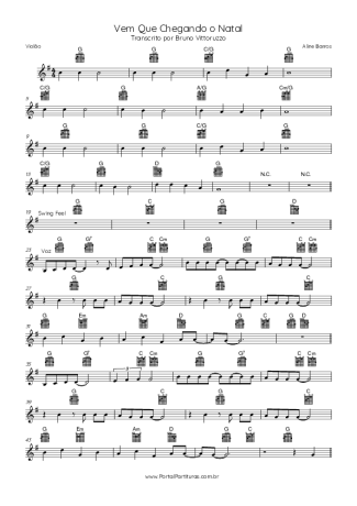 Aline Barros Vem Que Chegando O Natal score for Acoustic Guitar