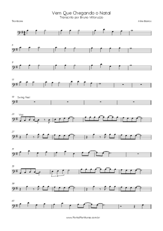 Aline Barros Vem Que Chegando O Natal score for Trombone